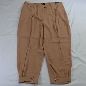 NEW Express XL Camel‎ Khaki High Rise Pull On Ankle Pleated Flowy Dress Pants